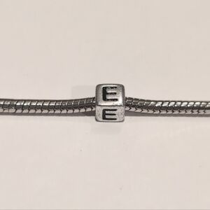 Silver E‎ Spacer Charm for Pandora Style Bracelet